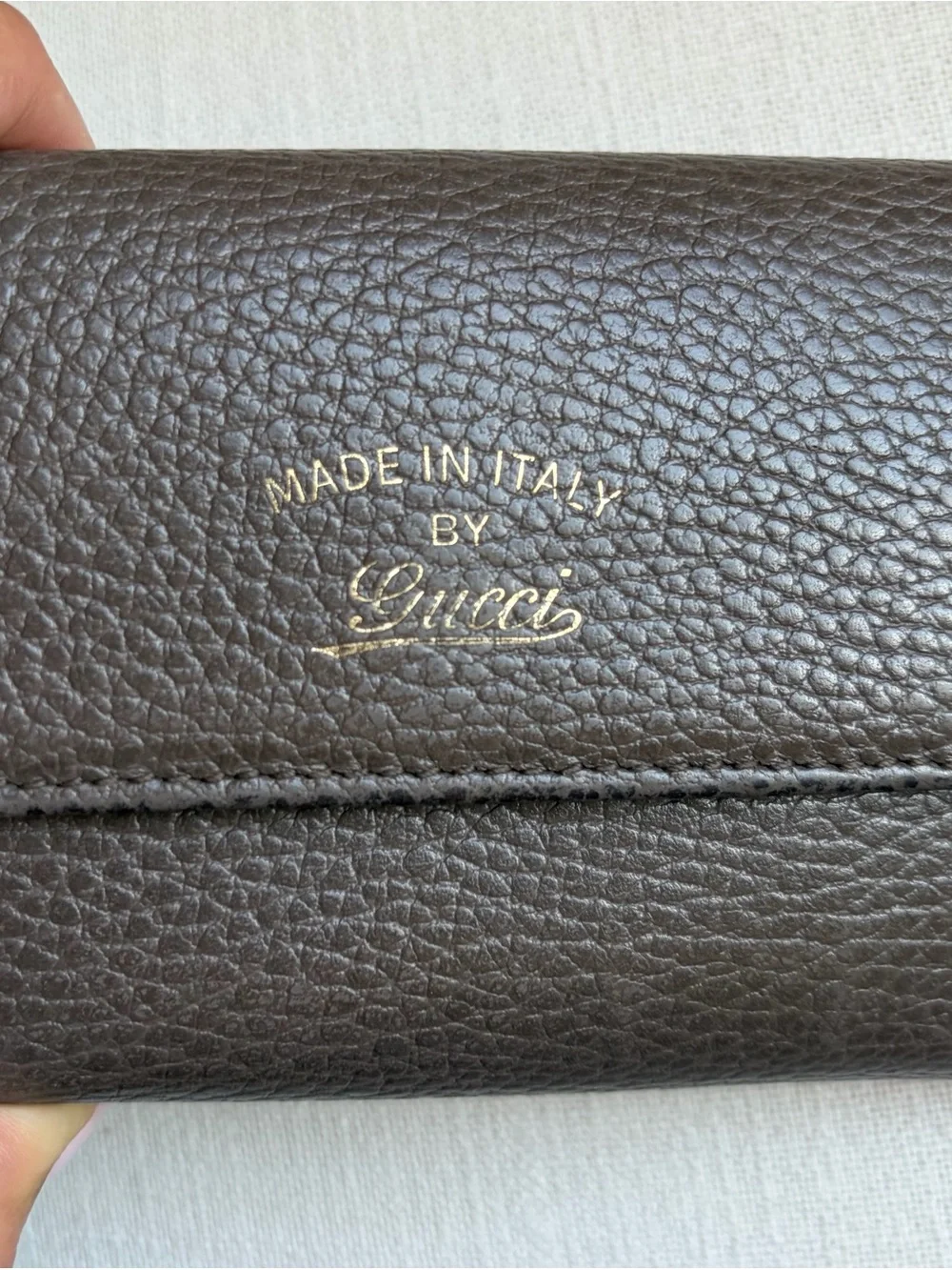 GUCCI brown/pink pebbled leather long wallet
